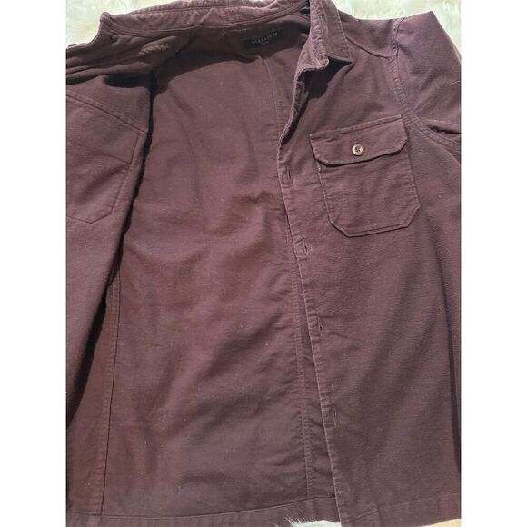 ALLSAINTS Humboldt Men’s Oxblood Red Long Sleeve Button-Up Shirt Size Cotton - Picture 9 of 13